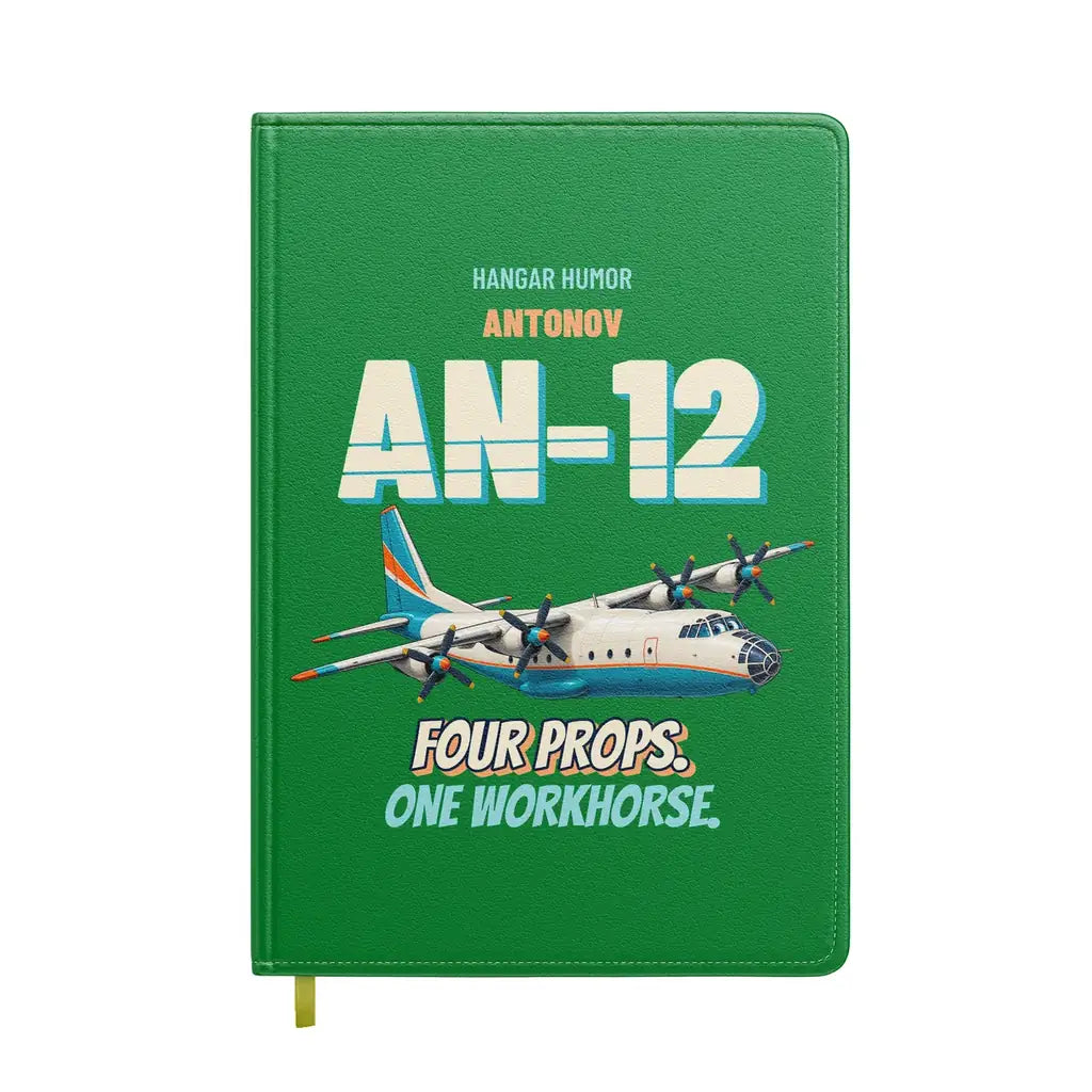 Antonov An-12 - Four props. One workhorse. design on green notebook