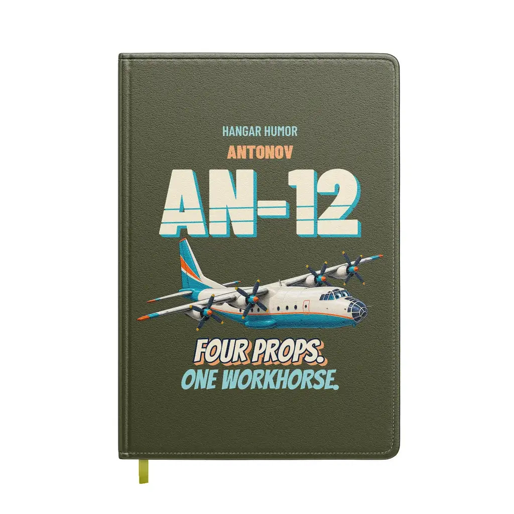 Antonov An-12 - Four props. One workhorse. design on green army notebook