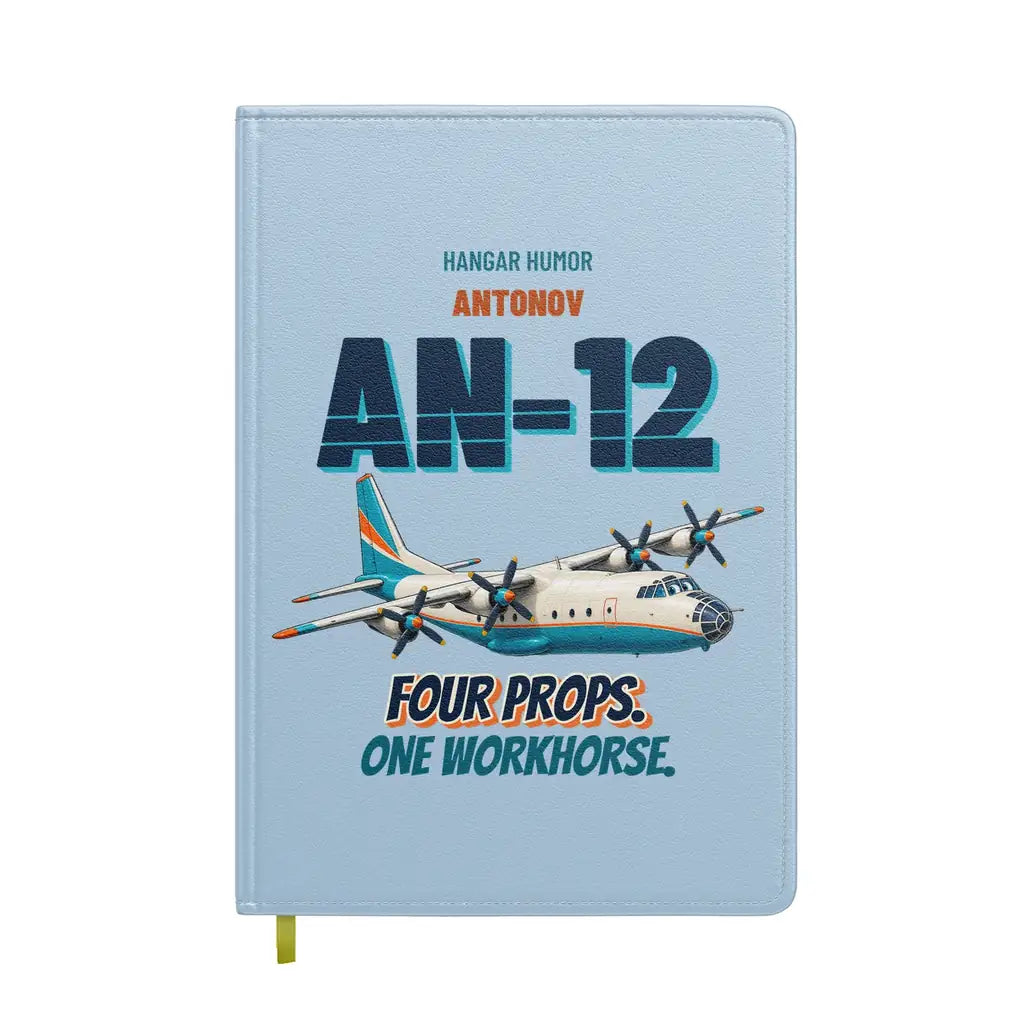 Antonov An-12 - Four props. One workhorse. design on light blue notebook