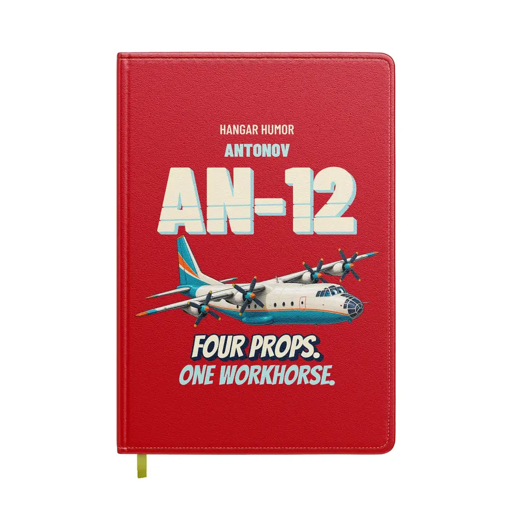 Antonov An-12 - Four props. One workhorse. design on red notebook