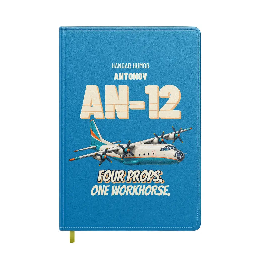 Antonov An-12 - Four props. One workhorse. design on turquoise notebook