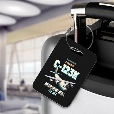 Fairchild C-123K Provider - Props and jets. All set. design on black luggage tag