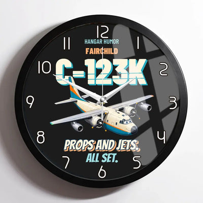 Fairchild C-123K Provider - Props and jets. All set. design on black framed wall clock