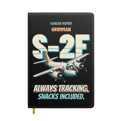 Grumman S-2F Tracker - Always tracking. Snacks included. design on black notebook