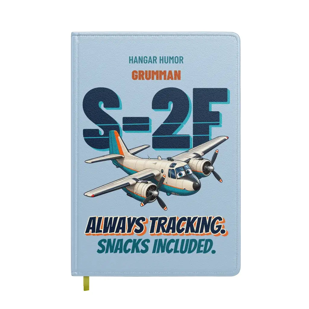 Grumman S-2F Tracker - Always tracking. Snacks included. design on light blue notebook