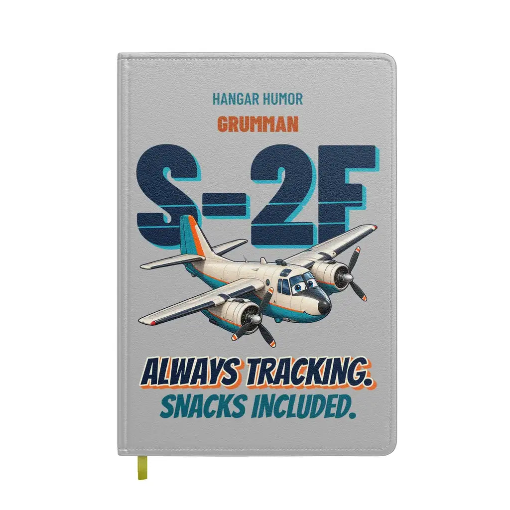 Grumman S-2F Tracker - Always tracking. Snacks included. design on light gray notebook