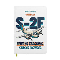 Thumbnail for Grumman S-2F Tracker - Always tracking. Snacks included. design on white notebook