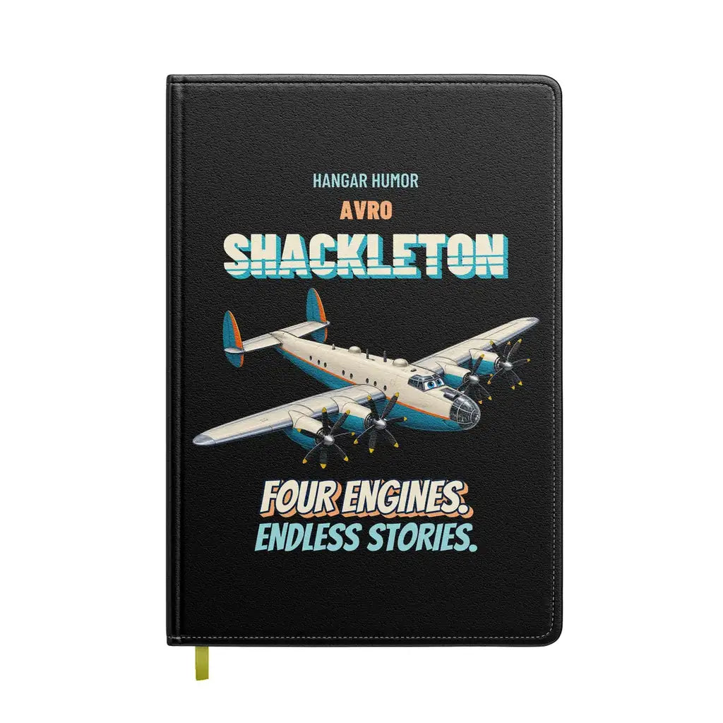 Avro Shackleton MR.2 - Four engines. Endless stories. design on black notebook