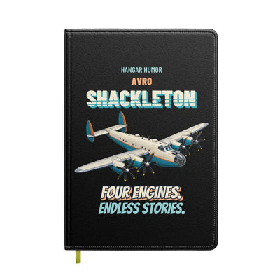 Avro Shackleton MR.2 - Four engines. Endless stories. design on black notebook