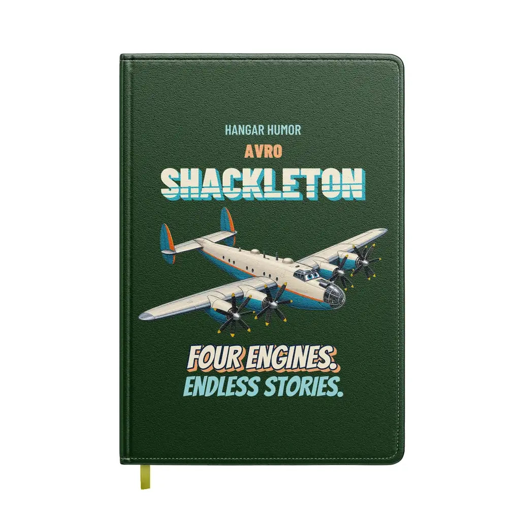 Avro Shackleton MR.2 - Four engines. Endless stories. design on dark green notebook