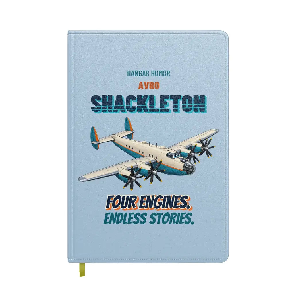 Avro Shackleton MR.2 - Four engines. Endless stories. design on light blue notebook