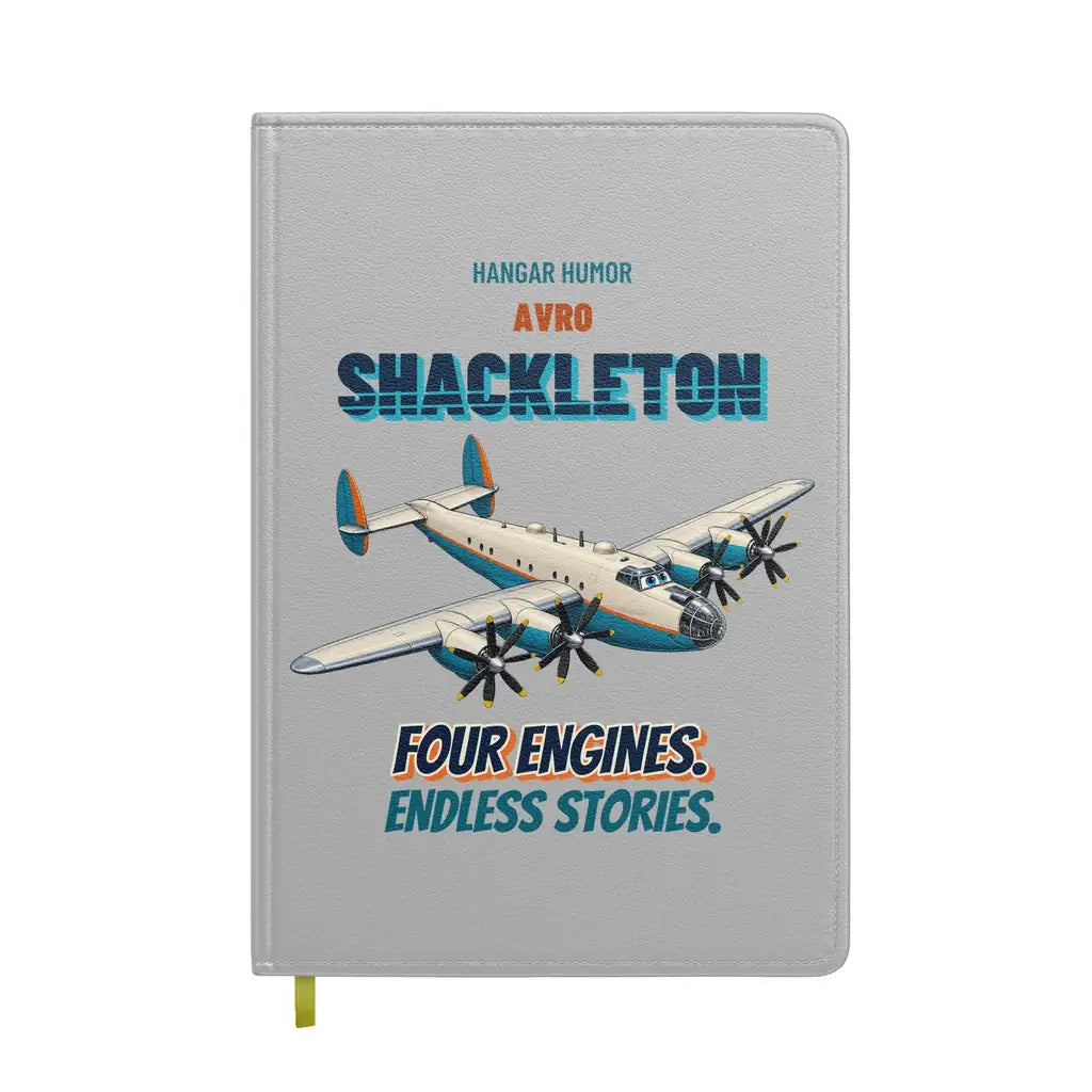 Avro Shackleton MR.2 - Four engines. Endless stories. design on light gray notebook