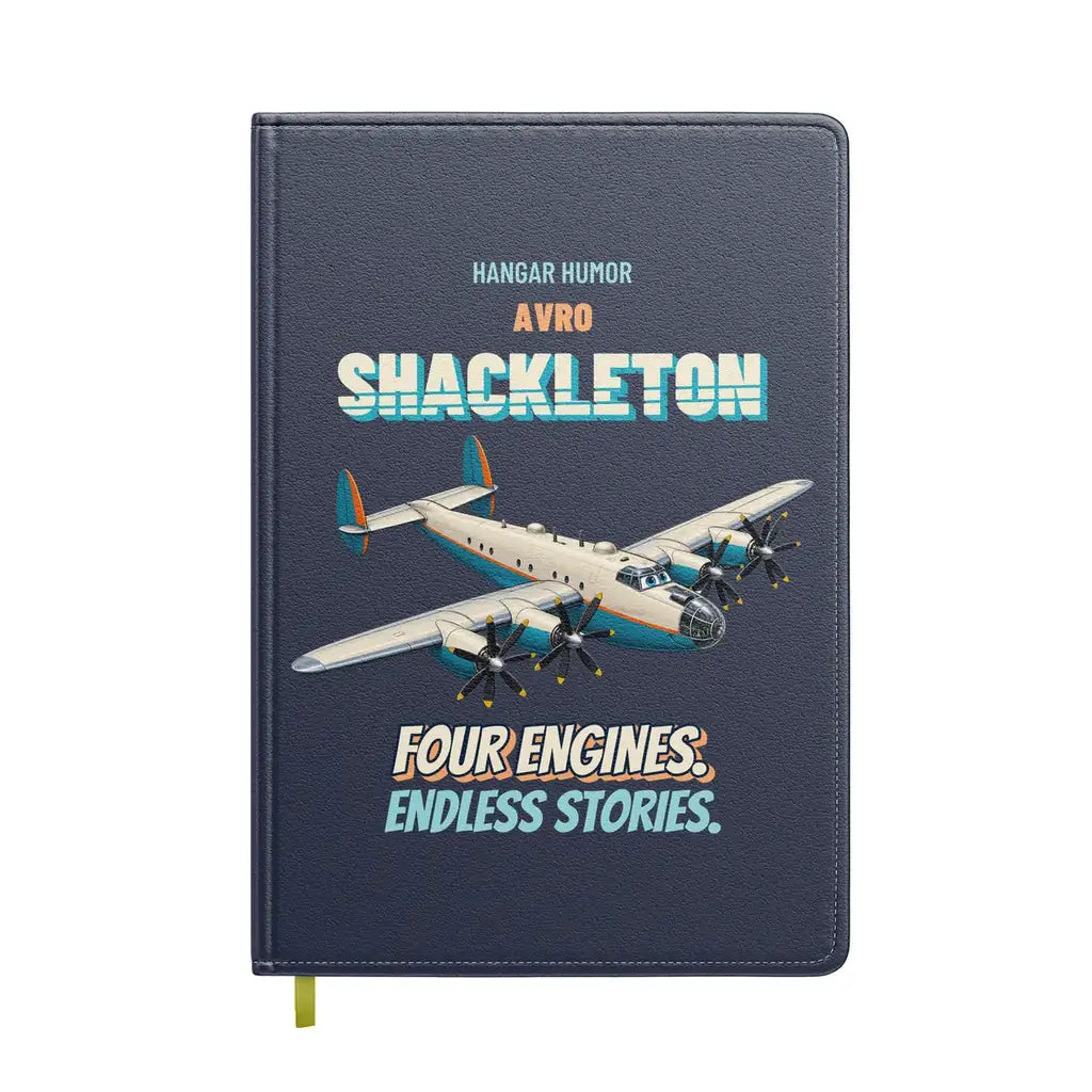 Avro Shackleton MR.2 - Four engines. Endless stories. design on navy blue notebook