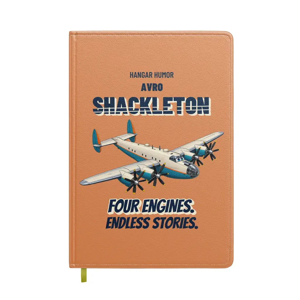 Avro Shackleton MR.2 - Four engines. Endless stories. design on orange notebook