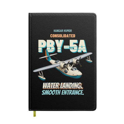 Consolidated PBY-5A Catalina - Water landing. Smooth entrance. design on black notebook