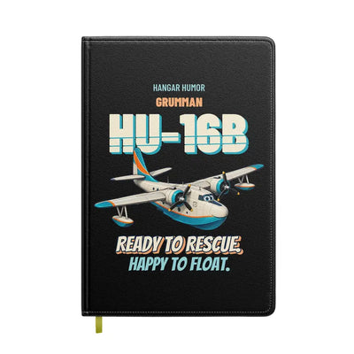 Grumman HU-16B Albatross - Ready to rescue. Happy to float. design on black notebook