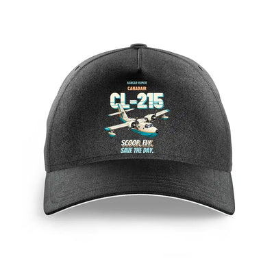 Canadair CL-215 - Scoop. Fly. Save the day. design on black printed hat