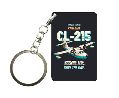 Canadair CL-215 - Scoop. Fly. Save the day. design on black key chain