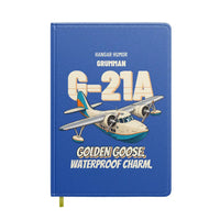 Thumbnail for Grumman G-21A Goose - Golden goose. Waterproof charm. design on blue notebook