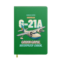 Thumbnail for Grumman G-21A Goose - Golden goose. Waterproof charm. design on green notebook