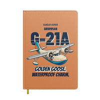 Thumbnail for Grumman G-21A Goose - Golden goose. Waterproof charm. design on orange notebook