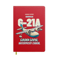Thumbnail for Grumman G-21A Goose - Golden goose. Waterproof charm. design on red notebook