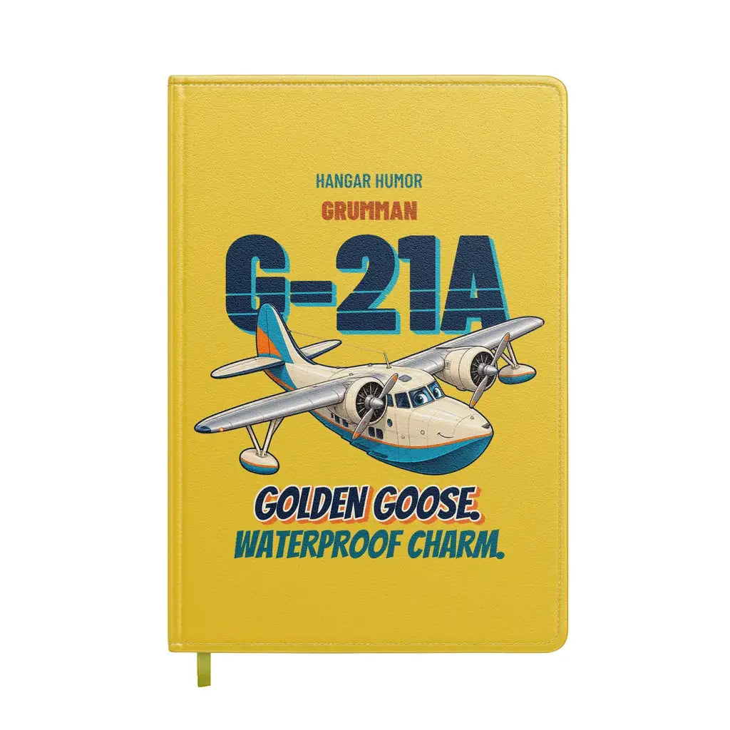 Grumman G-21A Goose - Golden goose. Waterproof charm. design on yellow notebook