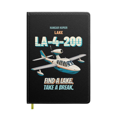 Lake LA-4-200 Buccaneer - Find a lake. Take a break. design on black notebook