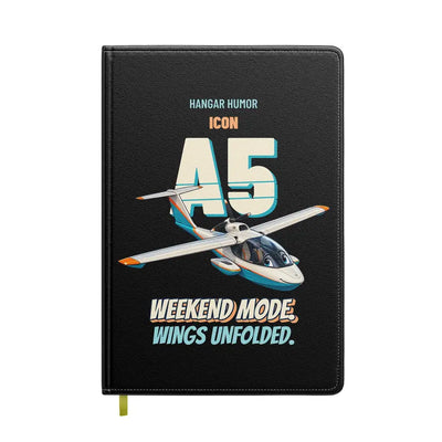 ICON A5 - Weekend mode. Wings unfolded. design on black notebook