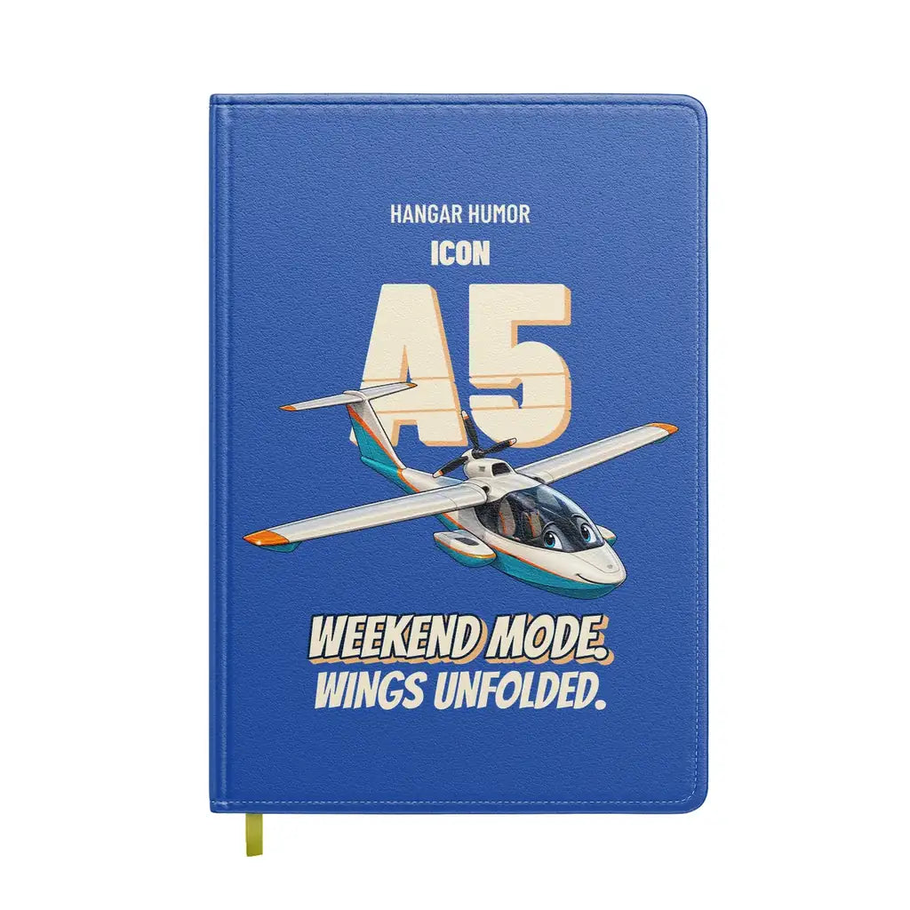ICON A5 - Weekend mode. Wings unfolded. design on blue notebook