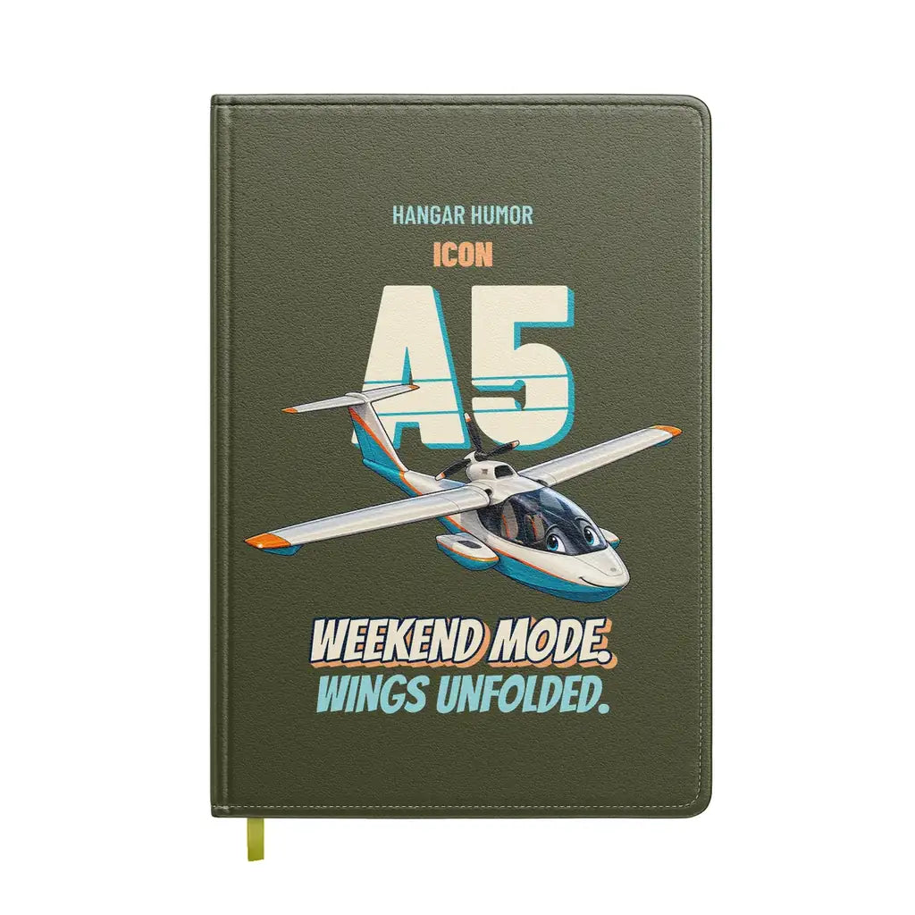 ICON A5 - Weekend mode. Wings unfolded. design on green army notebook