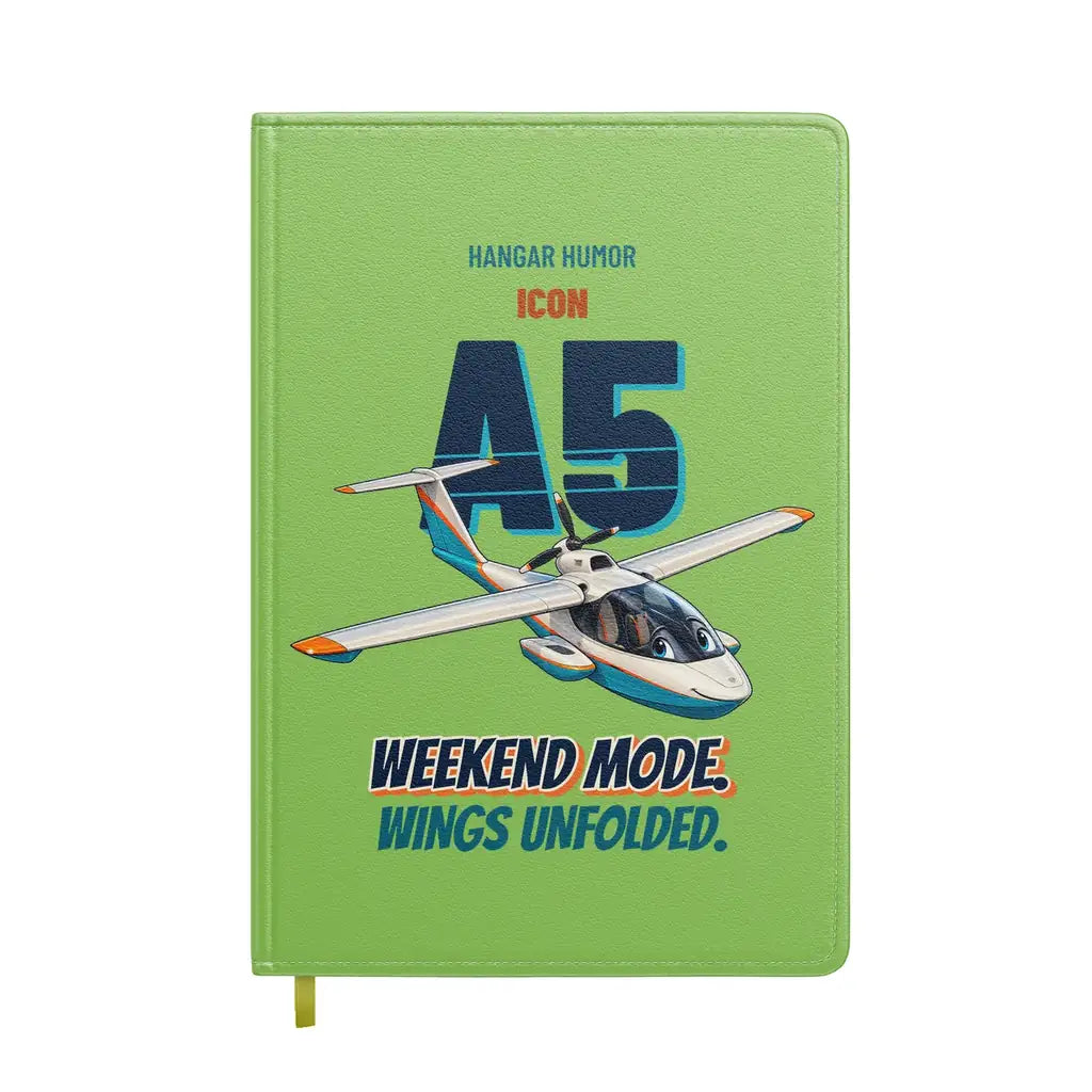 ICON A5 - Weekend mode. Wings unfolded. design on light green notebook