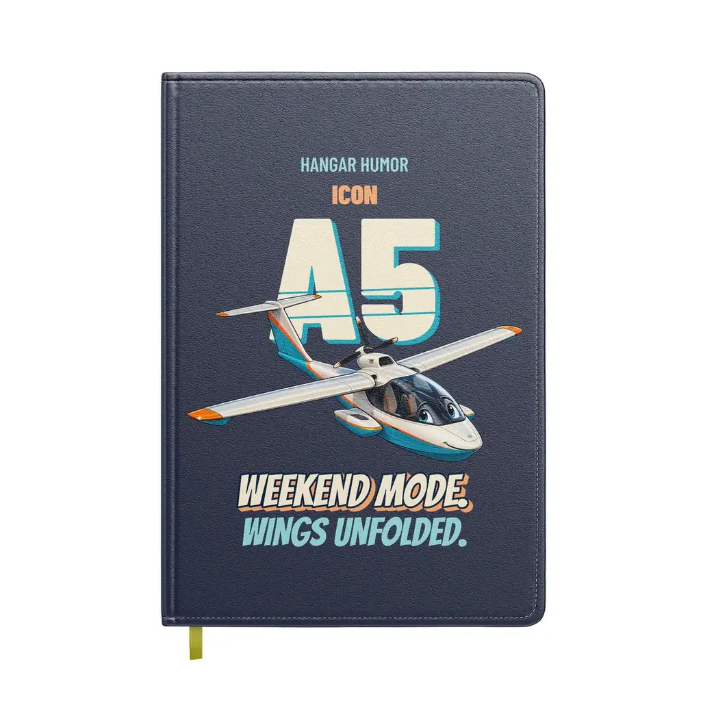 ICON A5 - Weekend mode. Wings unfolded. design on navy blue notebook