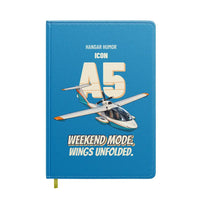 Thumbnail for ICON A5 - Weekend mode. Wings unfolded. design on turquoise notebook