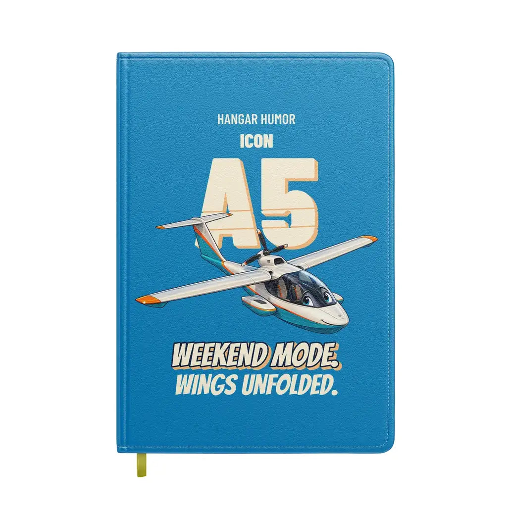 ICON A5 - Weekend mode. Wings unfolded. design on turquoise notebook