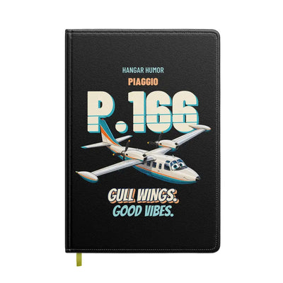 Piaggio P.166 - Gull wings. Good vibes. design on black notebook