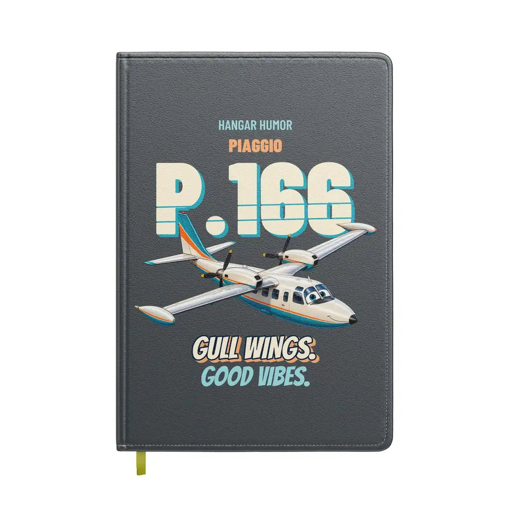 Piaggio P.166 - Gull wings. Good vibes. design on gray notebook