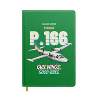 Thumbnail for Piaggio P.166 - Gull wings. Good vibes. design on green notebook
