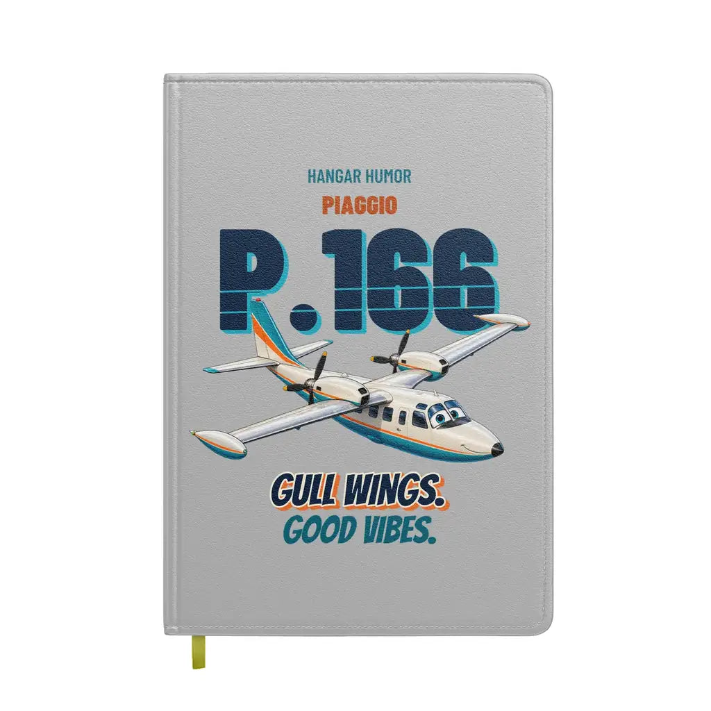 Piaggio P.166 - Gull wings. Good vibes. design on light gray notebook