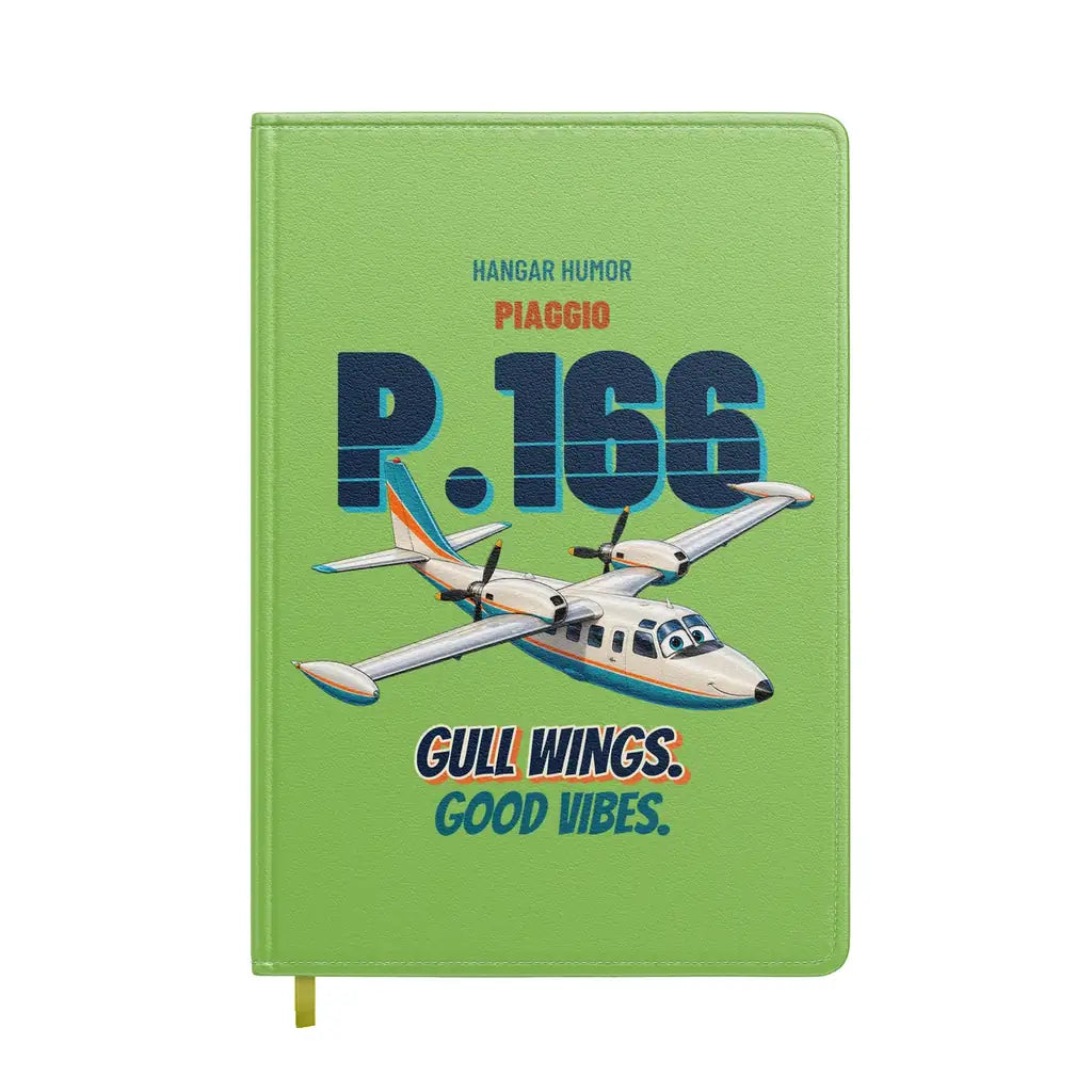 Piaggio P.166 - Gull wings. Good vibes. design on light green notebook