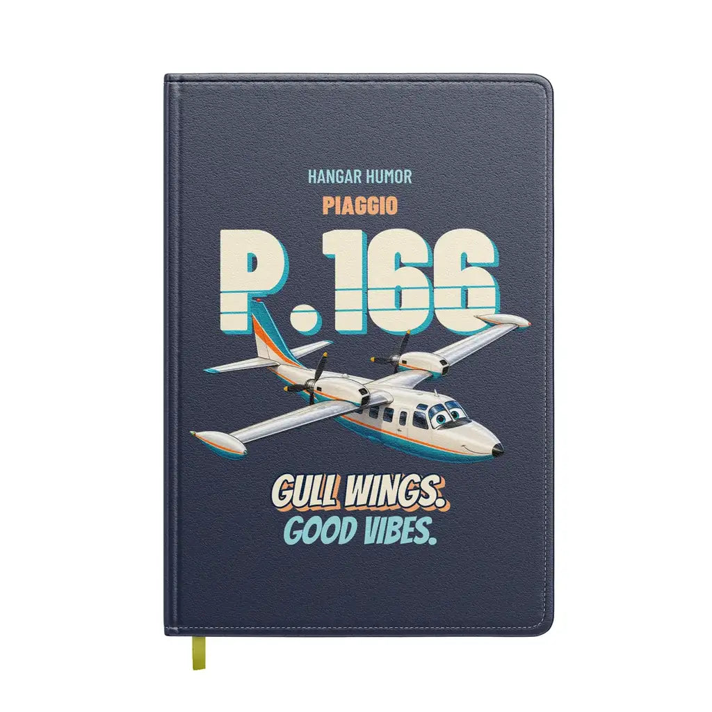 Piaggio P.166 - Gull wings. Good vibes. design on navy blue notebook