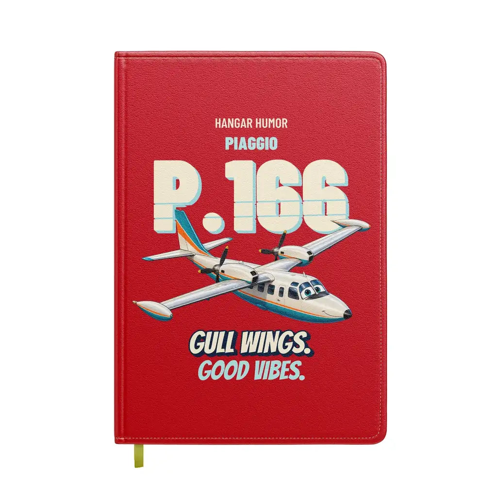 Piaggio P.166 - Gull wings. Good vibes. design on red notebook
