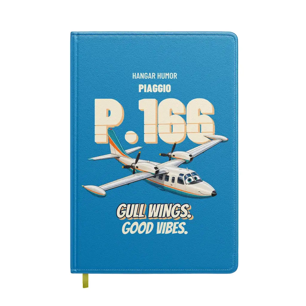 Piaggio P.166 - Gull wings. Good vibes. design on turquoise notebook