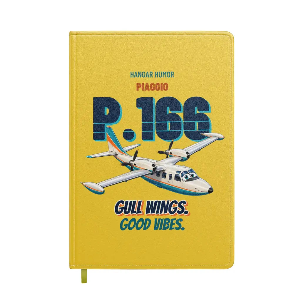 Piaggio P.166 - Gull wings. Good vibes. design on yellow notebook