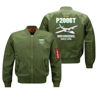 Thumbnail for Tecnam P2006T - Twin confidence. Single grin. design on green bomber jacket