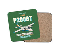 Thumbnail for Tecnam P2006T - Twin confidence. Single grin. design on green 1 piece coaster