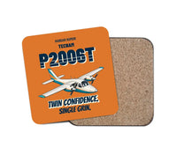 Thumbnail for Tecnam P2006T - Twin confidence. Single grin. design on orange 1 piece coaster