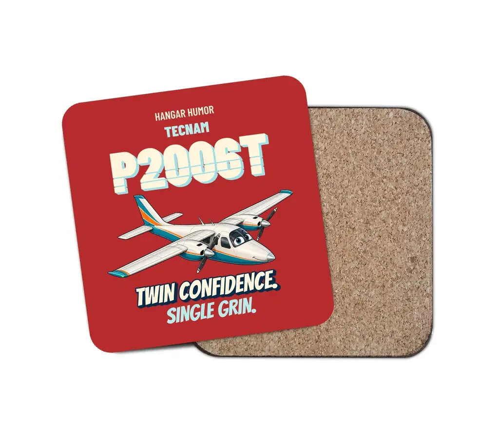 Tecnam P2006T - Twin confidence. Single grin. design on red 1 piece coaster