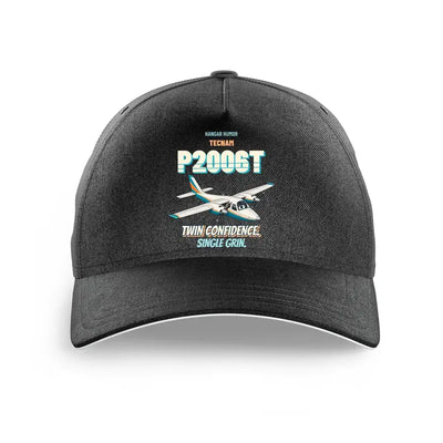 Tecnam P2006T - Twin confidence. Single grin. design on black printed hat