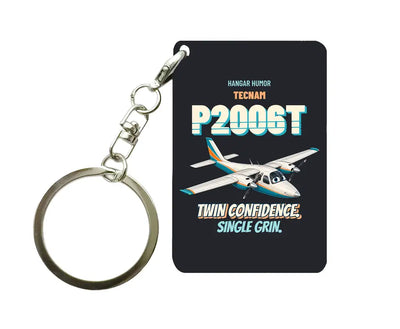 Tecnam P2006T - Twin confidence. Single grin. design on black key chain